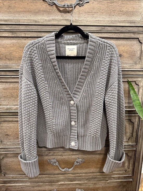 Abercrombie & Fitch Sweaters - Abercrombie & Fitch Women's Gray Button-Front Knit Cardigan Sweater Sz. Sm